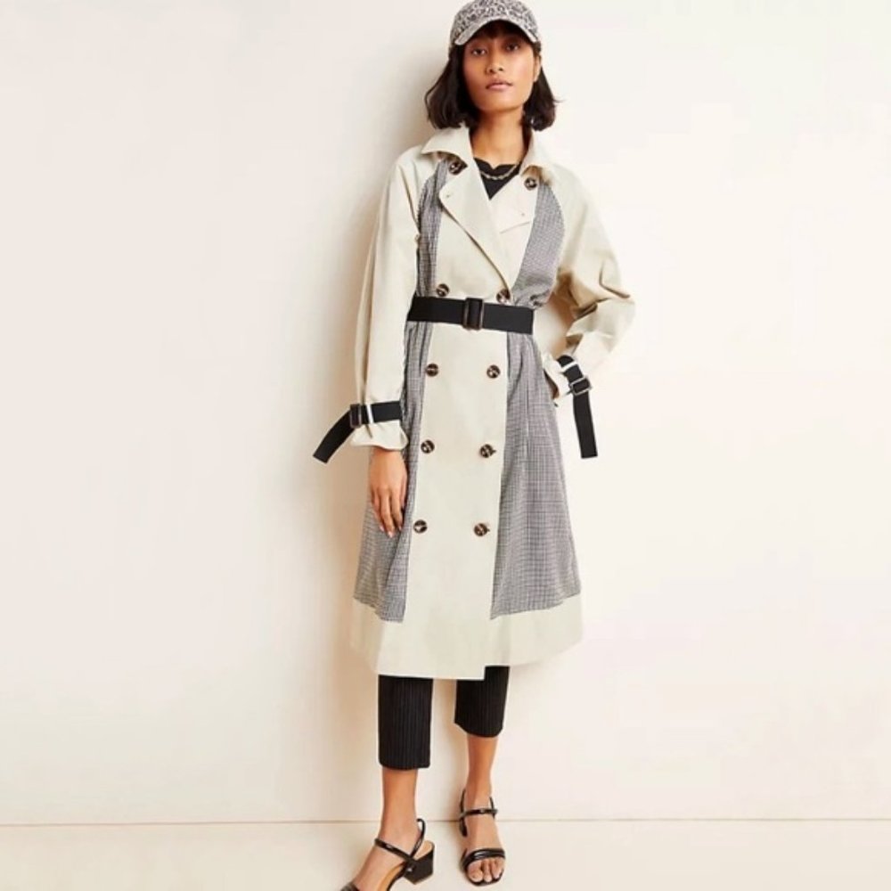 Anthropologie Moon River Natasia Trench Plaid Coat